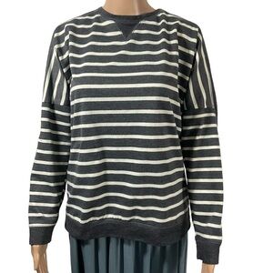 Ya Los Angeles pullover striped rayon blend sweater shirt medium gray & white